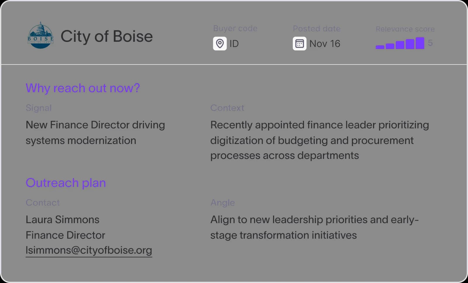 City of Boise account briefing